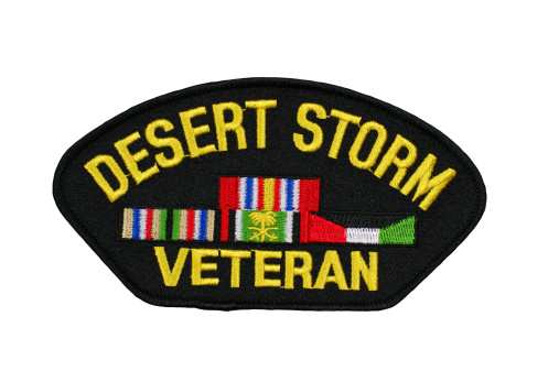 Isolated on white with clipping pathPatch worn by veterans and military to honor the service of those who served in Operation Desert Storm.
