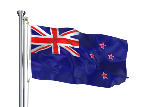 Flag of Australia isolated on white background with copy space below. 3D rendering