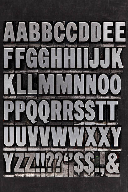 メタルの活版印刷の文字 - letter t letter a alphabet capital letter ストックフォトと画像