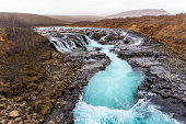 Bruarfoss waterfall in Iceland Brúarárfoss golden circle route in autumn