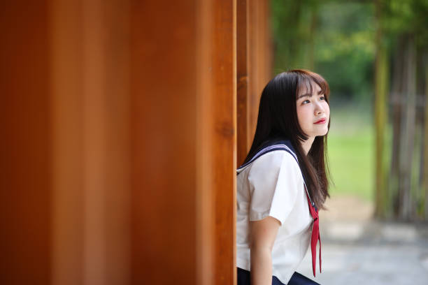 Japanese high school student relax in coffeeshop