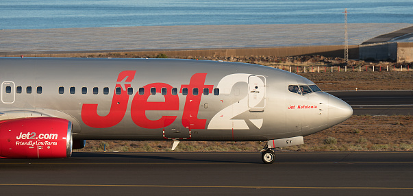 Tenerife, Spain June 4st, 2023. Boeing 737-86N of Jet2 Airlines Jet 2 is a British Low cost airline. Starting the plane on the runway