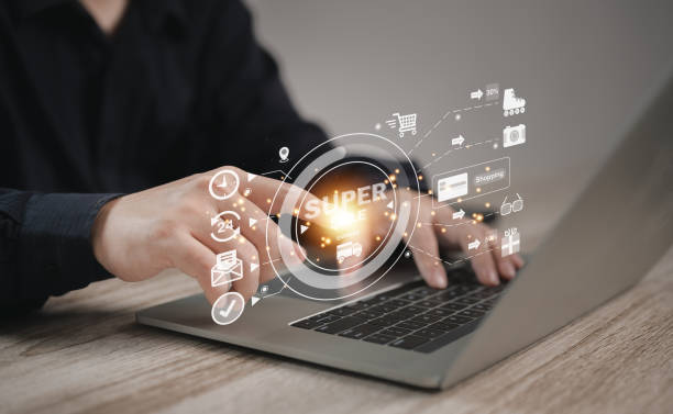 istock Concept technology online shopping or e-commerce : Businessman touching or pressing the virtual screen of an online store in order to order what he wants in website and offers home delivery. 1820564038