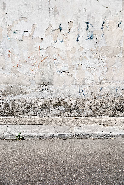 istock Old concrete grunge wall with sidewalk 182058610