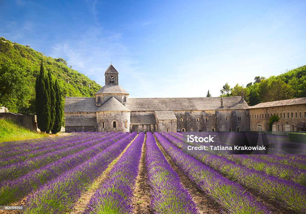 Senanque Abbey (Provence, France) "Senanque Abbey with blooming lavender field (Provence, France).See also:" Provence-Alpes-Cote d'Azur Stock Photo