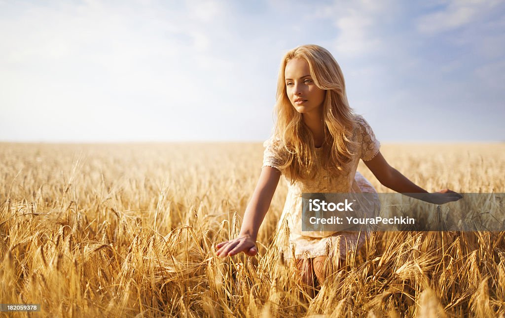 Девушка на поле - Стоковые фото Пшеница роялти-фри