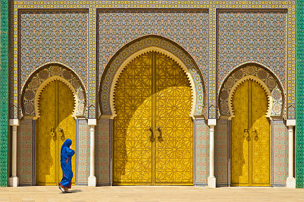 morocco "Golden door in Fes, door of Royal palace.OTHER MOROCCO PHOTOS" west asia stock pictures, royalty-free photos & images