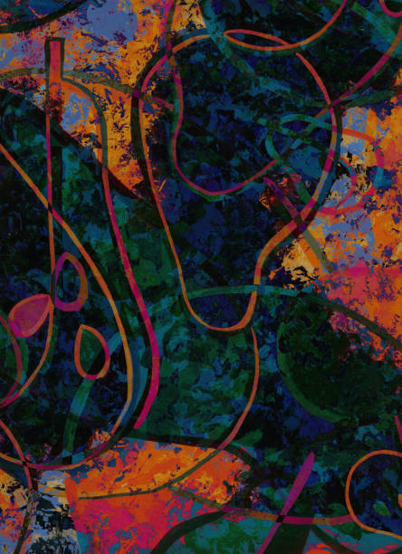 istock Neon abstract colorful background with grunge brush strokes and paint splashes 1820595697