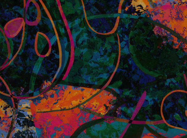 istock Neon abstract colorful background with grunge brush strokes and paint splashes 1820598397