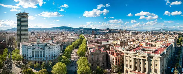 "Barcelona skyline aerial view. Catalonia, Spain."