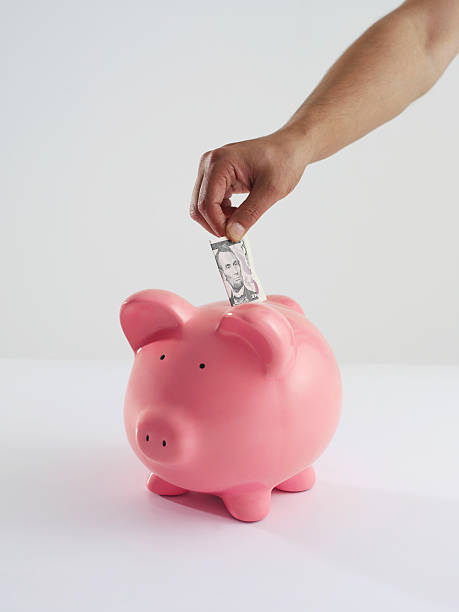 istock Hand Putting Dollar In Piggy Bank 182060110