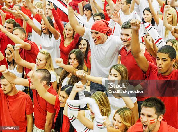 Group Of Football Fans Cheering Stock Photo - Download Image Now - Fan - Enthusiast, American Football - Ball, American Football - Sport