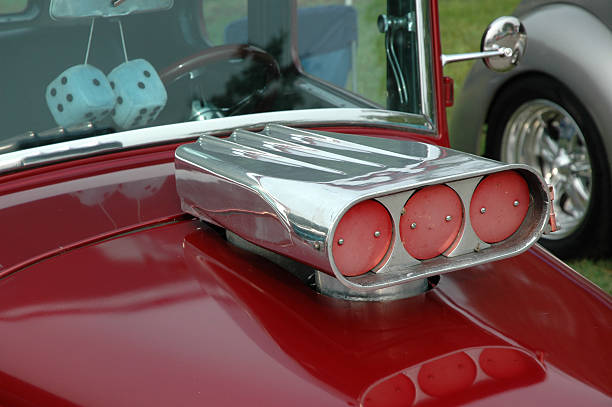 istock Air Intake on a Classic Red Street Rod 182060640