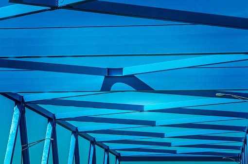 Blue steel construction of a steel bridge