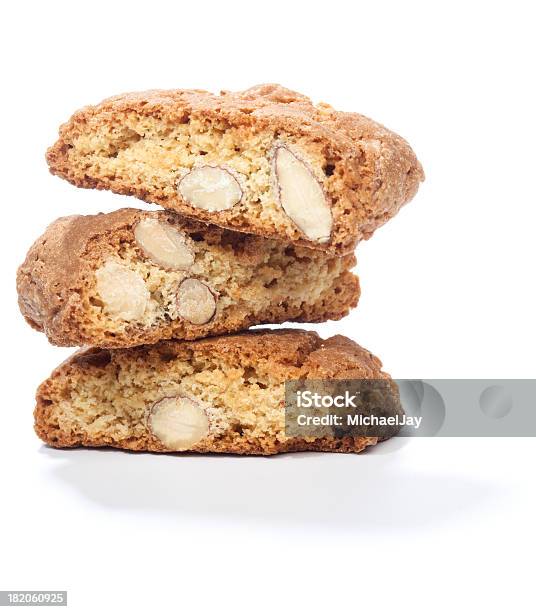 Stos Cantuccini Cookie Almond - zdjęcia stockowe i więcej obrazów Bez ludzi - Bez ludzi, Białe tło, Biały