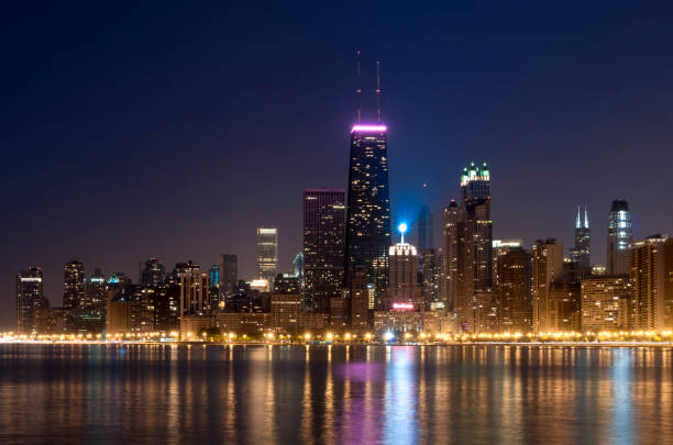 istock Northern Chicago Skyline at Night 182061006