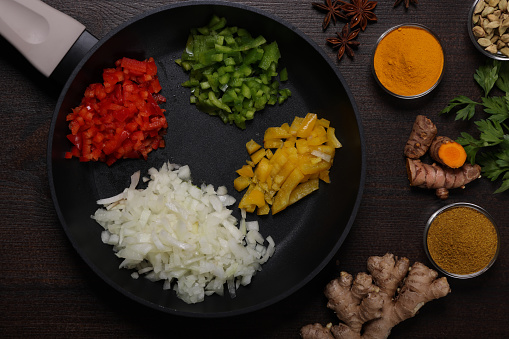 Preparing a Bean Curry in frying pan