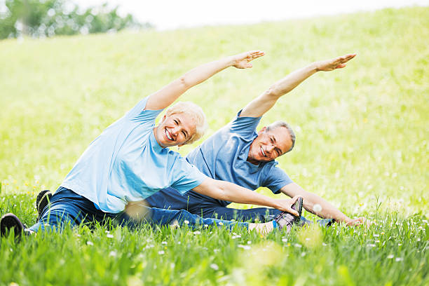 istock Beautiful mature couple exercising. 182061938