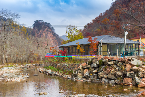 House at the river in the Laobiangou nature area of Benxi, China