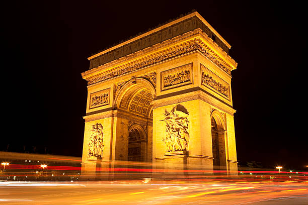 istock Night Traffic and Arc de Triomphe, Paris, France 182062691