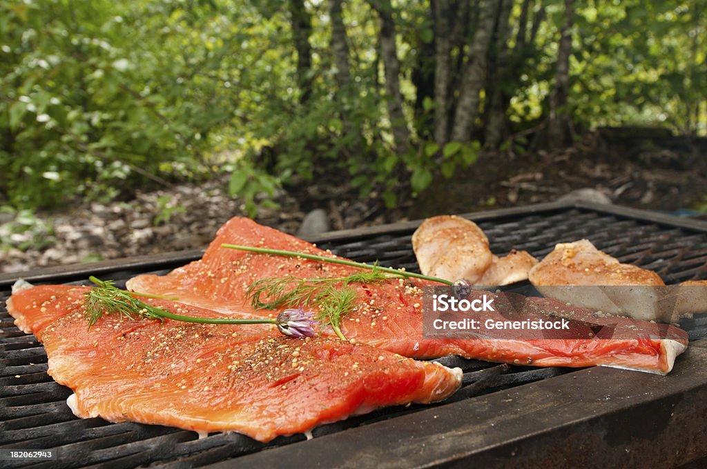 Salmão selvagem churrasco - Foto de stock de Frutos do mar royalty-free