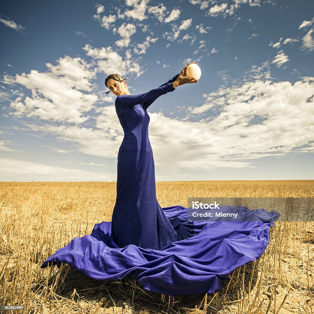 Retrato de mulher moda Vestido de azul - Royalty-free Nuvem - Céu Foto de stock