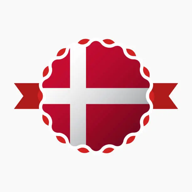 Vector illustration of Creative Denmark Flag Emblem Badge