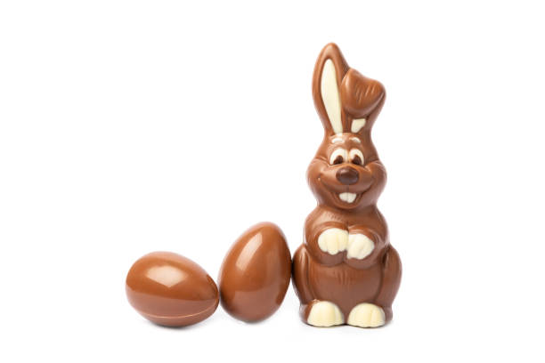 istock Easter chocolate bunny isolated on a white background. Chocolate eggs and other sweets. Easter celebration concept. Easter sweets on the table. Place for text. copy space. 1820639338