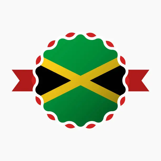 Vector illustration of Creative Jamaica Flag Emblem Badge
