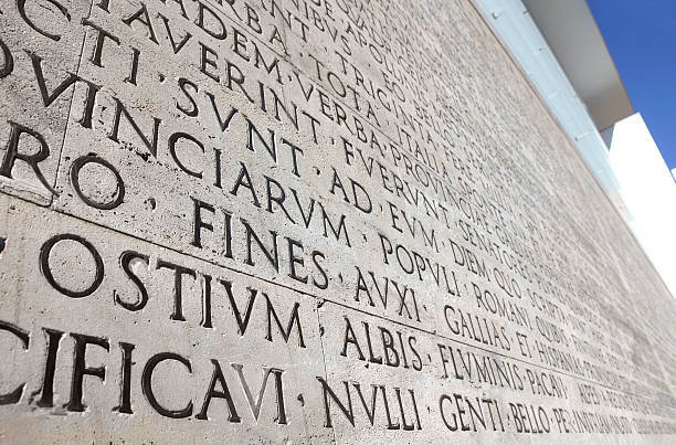 istock Roman Characters on Ara Pacis monument, Rome 182065933