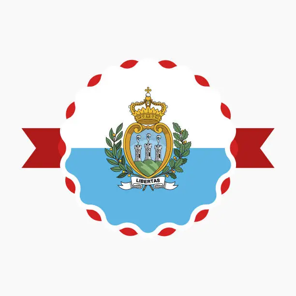 Vector illustration of Creative San Marino Flag Emblem Badge