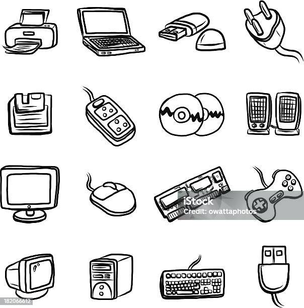 Computer And Hardware Cartoon Set Stock Illustration - Download Image Now -  Drawing - Activity, Drawing - Art Product, Floppy Disk - iStock