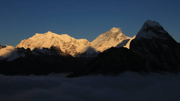 istock Snow covered Chumbu and Mount Everest just before sunset. 1820672564