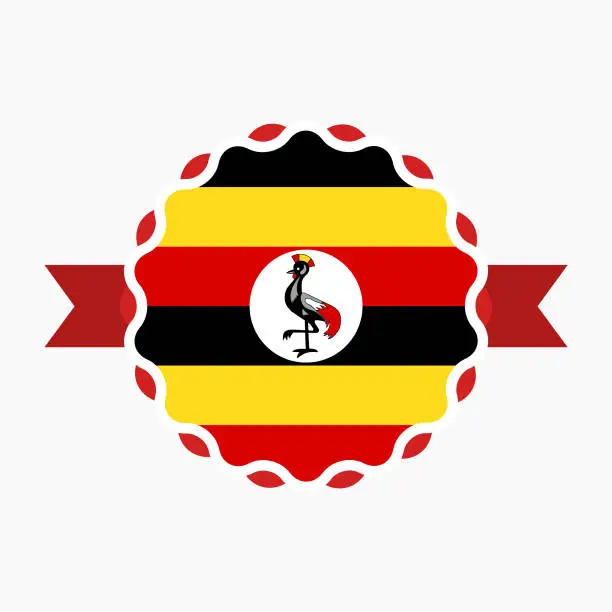 Vector illustration of Creative Uganda Flag Emblem Badge