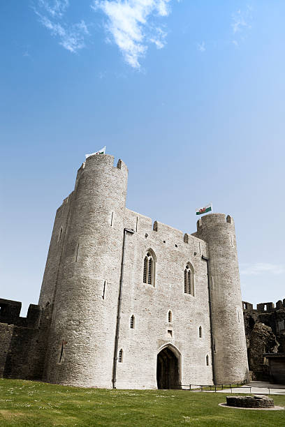 caerphilly castle stock photo