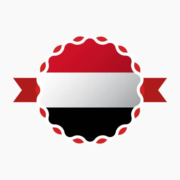 Vector illustration of Creative Yemen Flag Emblem Badge