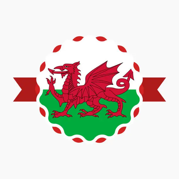 Vector illustration of Creative Wales Flag Emblem Badge