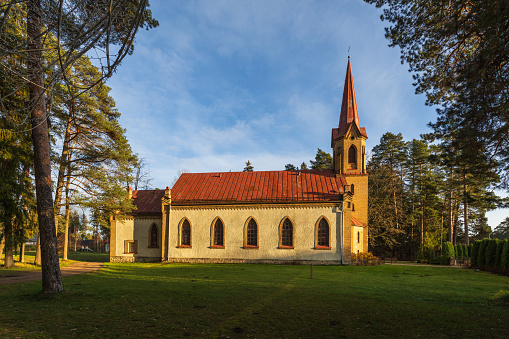 Lutheran church on a sunny autumn evening