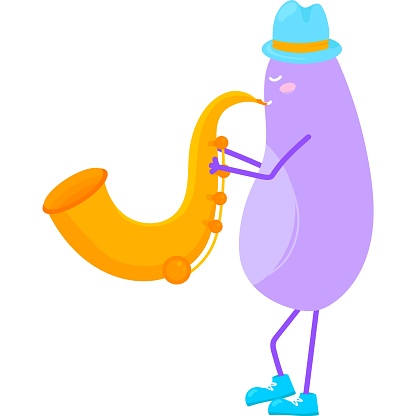 A cartoon character playing a saxophone