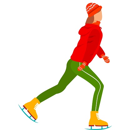 A person ice skating, vector icon isolated on a white background