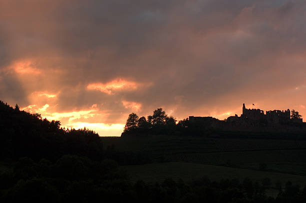 istock Silhouette of a castle (with sunset) 182069479