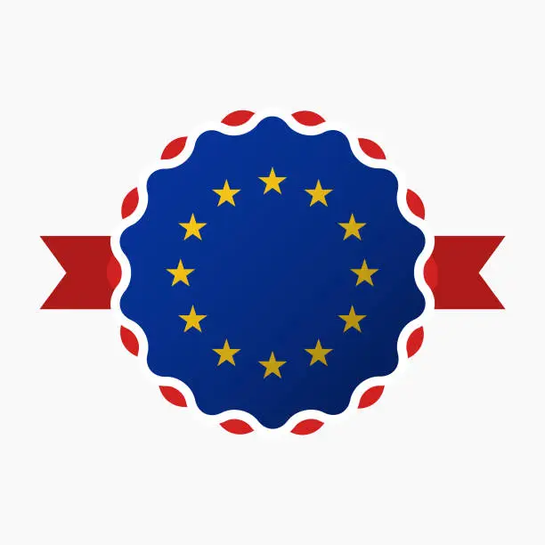 Vector illustration of Creative European Union Flag Emblem Badge