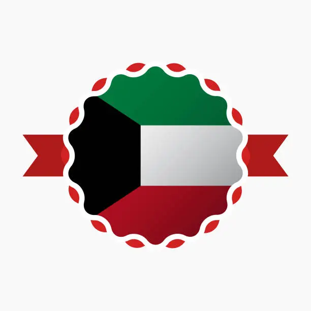 Vector illustration of Creative Kuwait Flag Emblem Badge