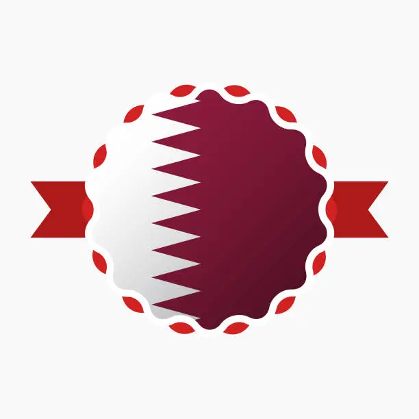 Vector illustration of Creative Qatar Flag Emblem Badge