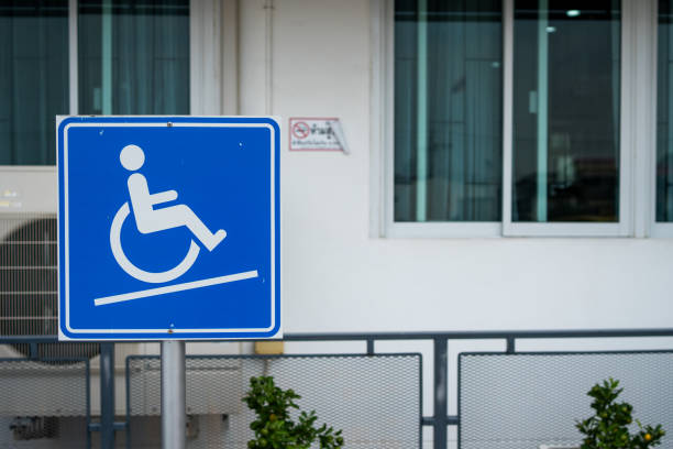 istock Sign indicating ramps for wheelchairs. 1820731118