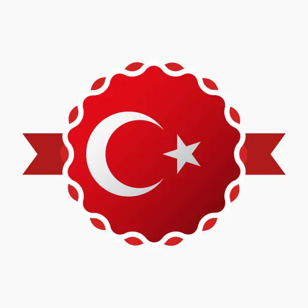 Vector illustration of Creative Turkey Flag Emblem Badge