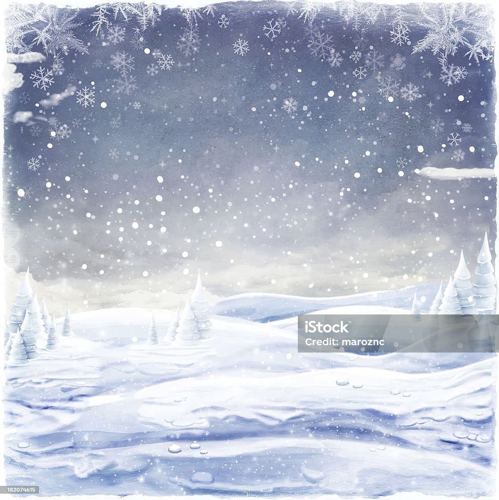 Abstract Christmas background with snowflakes Winter background with snowdrifts, computer graphics 2014 stock illustration
