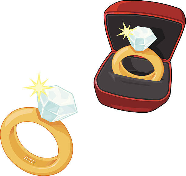 Wedding and Engagement Ring Icons A vector illustration of a and engagement and wedding ring set. diamond ring clipart stock illustrations