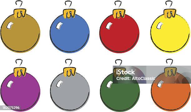 Set Of Colored Christmas Balls Stock Illustration - Download Image Now - Cartoon, Christmas Ornament, Gold Colored