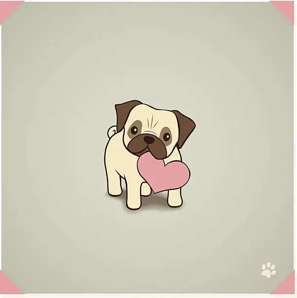 Vector illustration of Pug with love to give